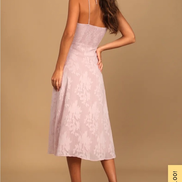 Lulus Loveliest Looks Blush Pink Floral Jacquard Tie-Strap Mini Dress - Picture 4 of 9